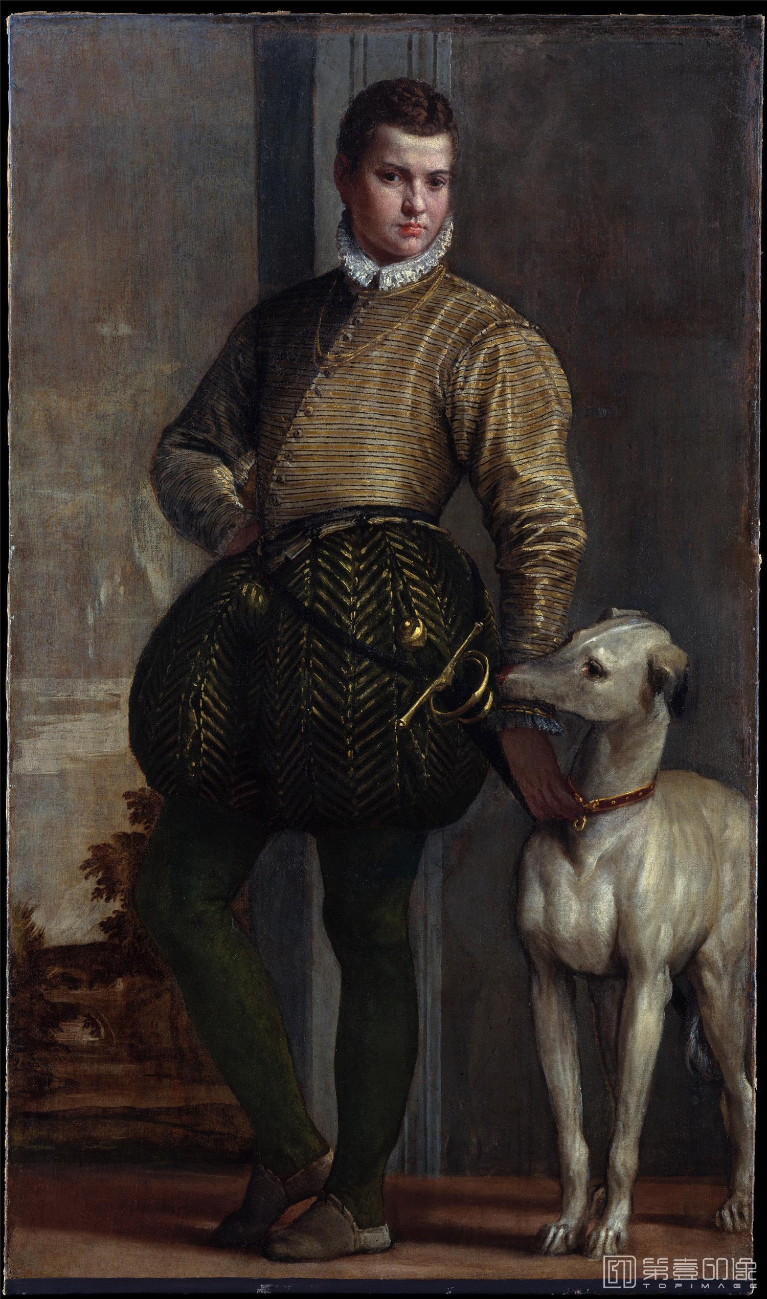 油画-美国纽约大都会美术馆油画藏画-Paolo VeroneseBoy with a Greyhound-1673